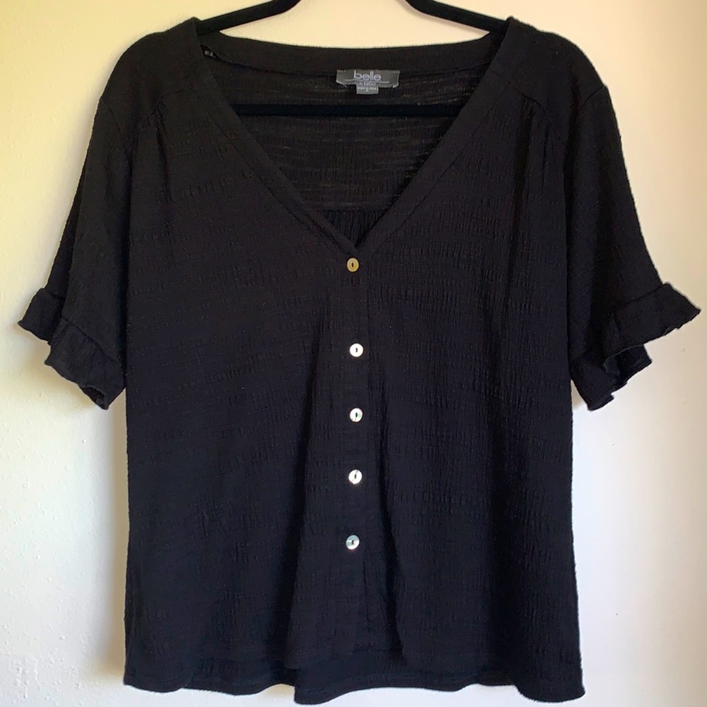 Bella by Belldini Black Crepe Button Down - Size M